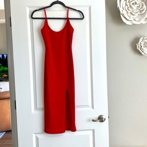 Red midi dress